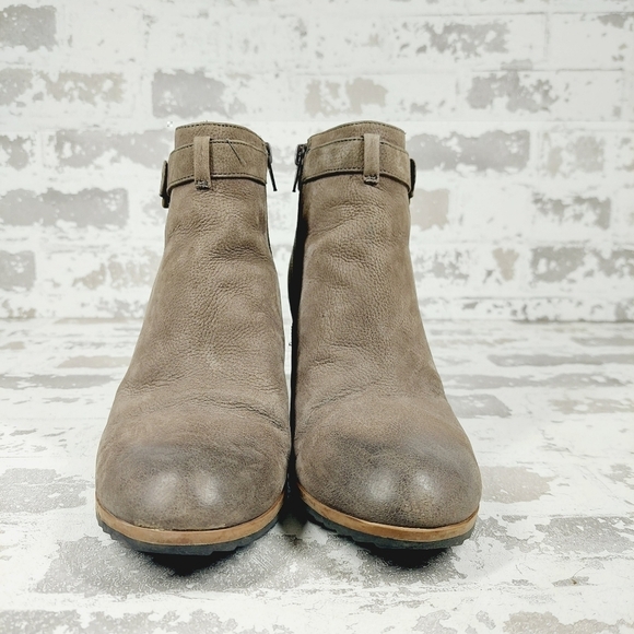 Susina Brown Leather Side Zipper Wedge Ankle Boots V680 - Picture 3 of 13